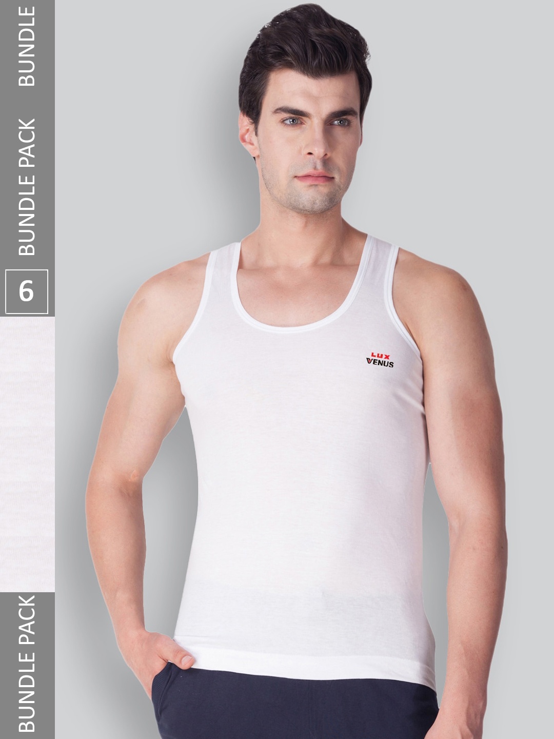 

LUX VENUS Men Pack of 6 Pure Cotton Innerwear Vests, White