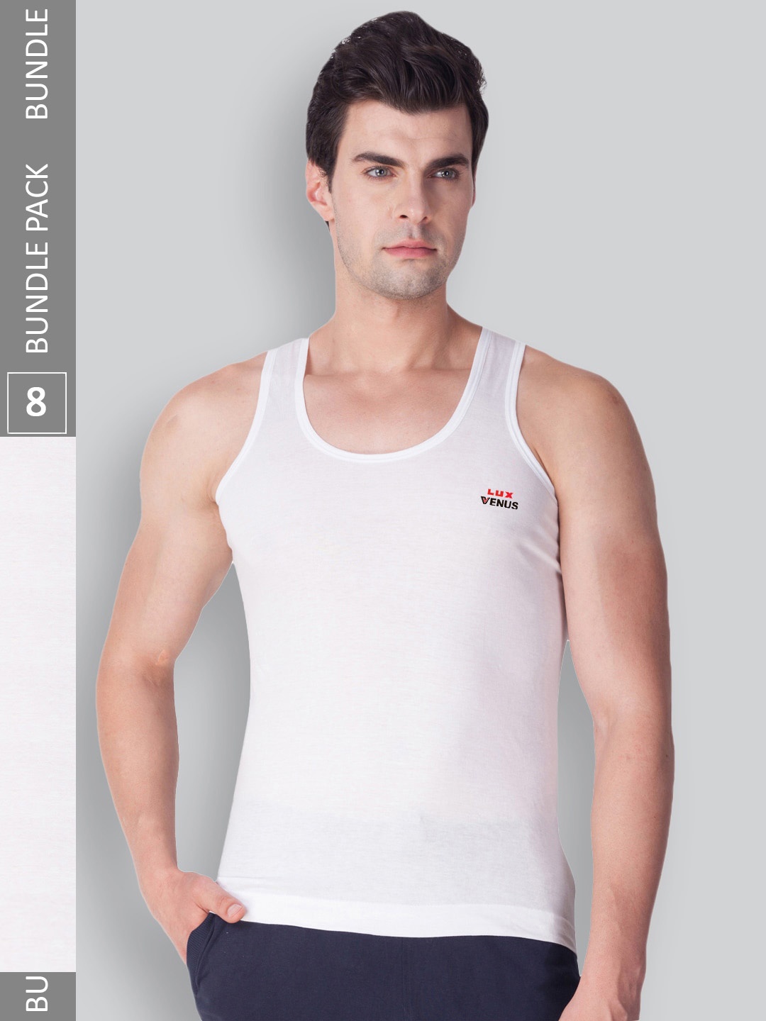 

LUX VENUS Pack Of 8 Pure Cotton Innerwear Vests, White