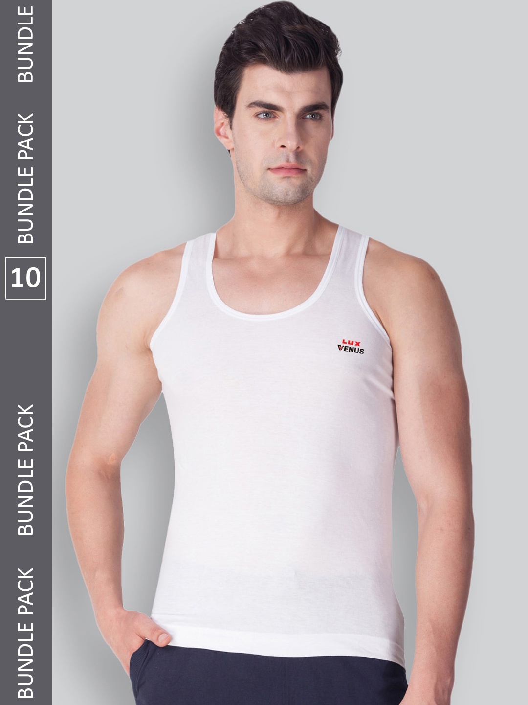 

LUX VENUS Pack Of 10 Pure Cotton Basic Vests, White