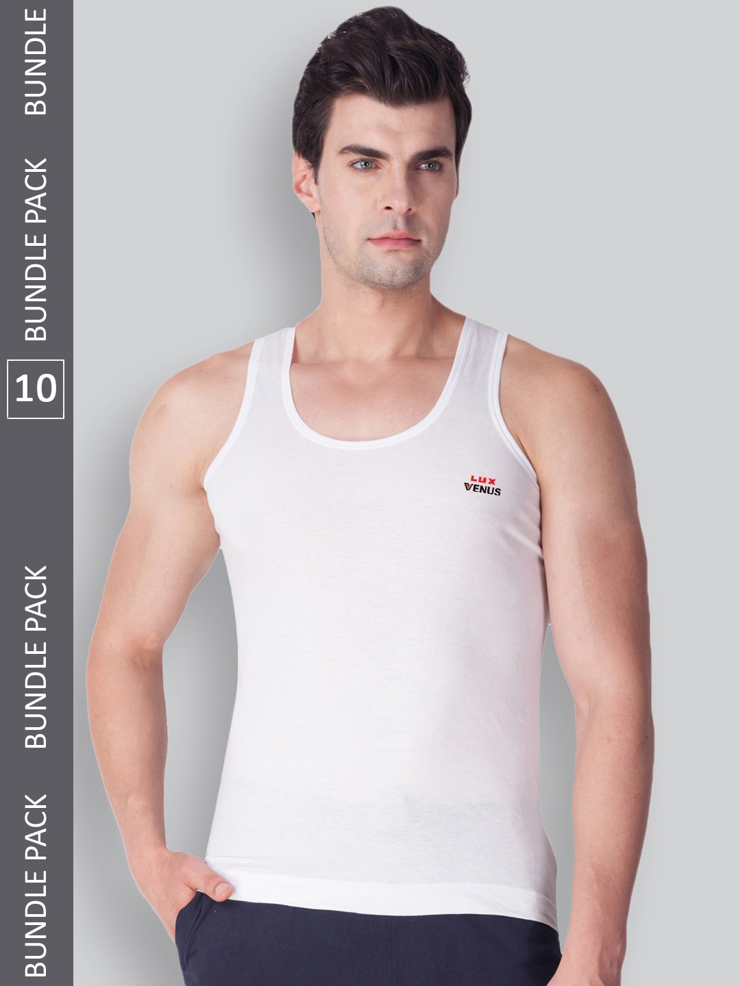 

LUX VENUS Pack Of 10 Pure Cotton Innerwear Vests, White