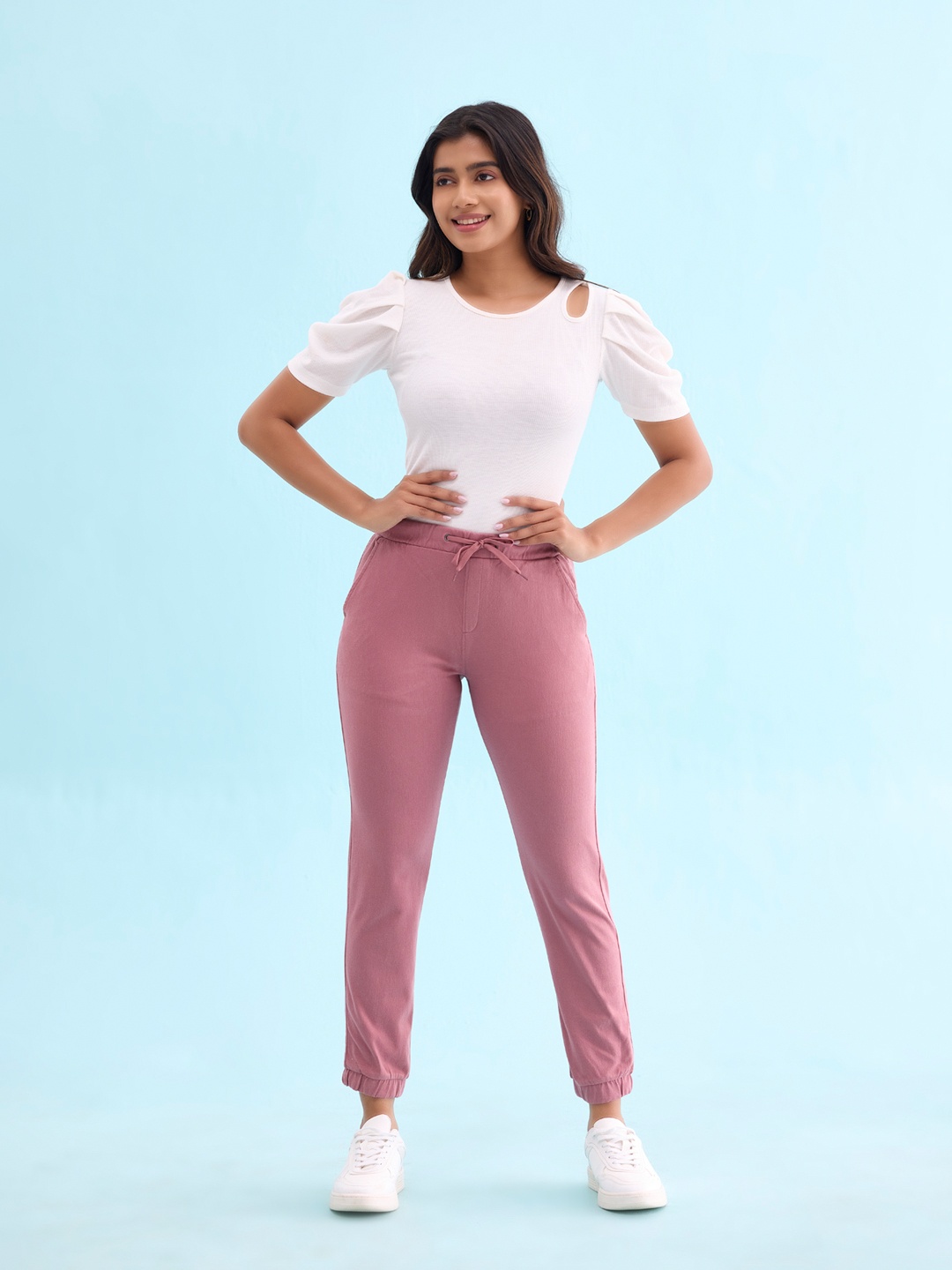 Go Colors Women Regular Fit Cotton Joggers, Maroon