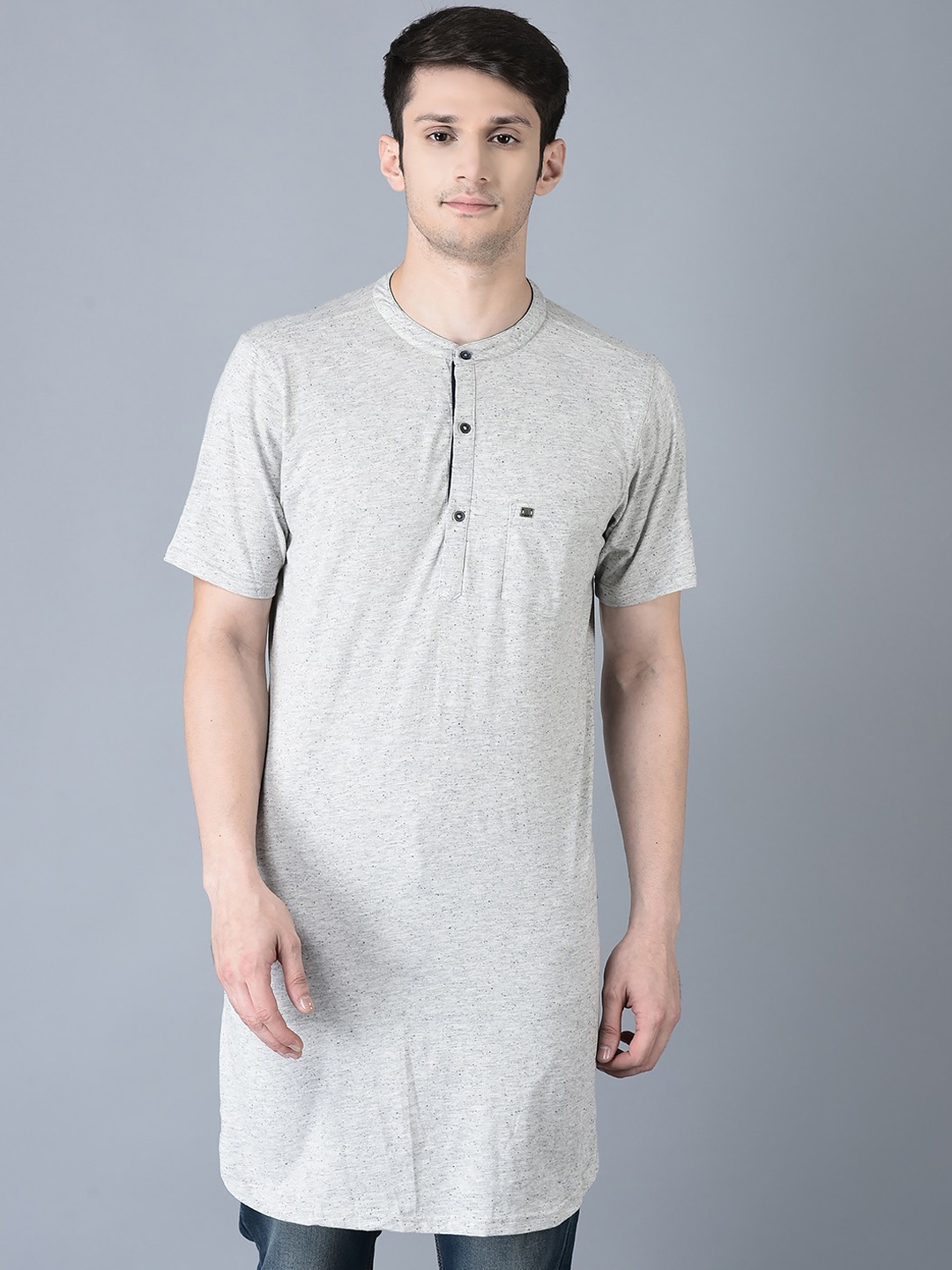 

CANOE Band Collar Kurta, Grey