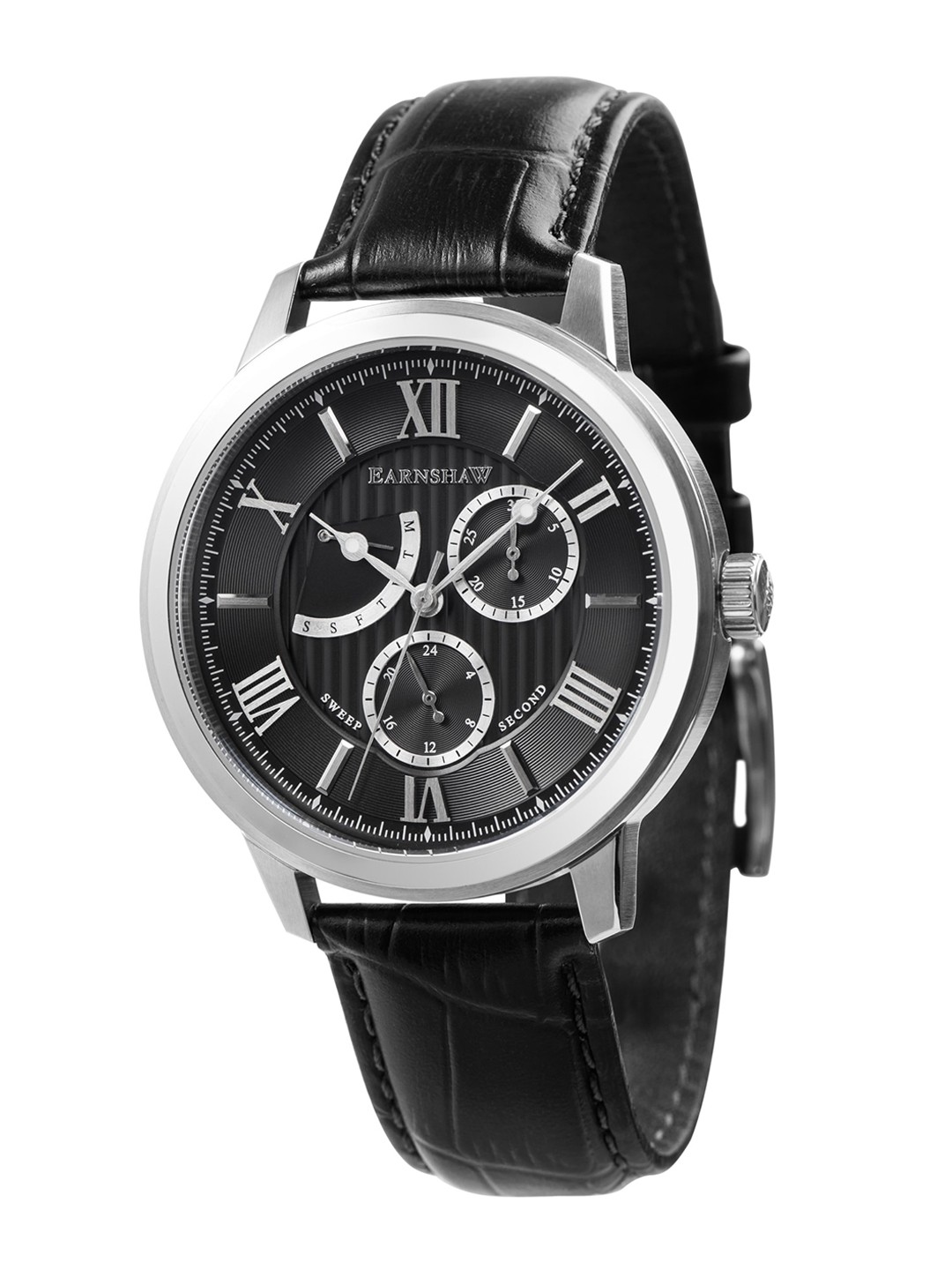 

EARNSHAW Men Brass Dial & Leather Straps Analogue Multi Function Watch ES-8060-01, Black