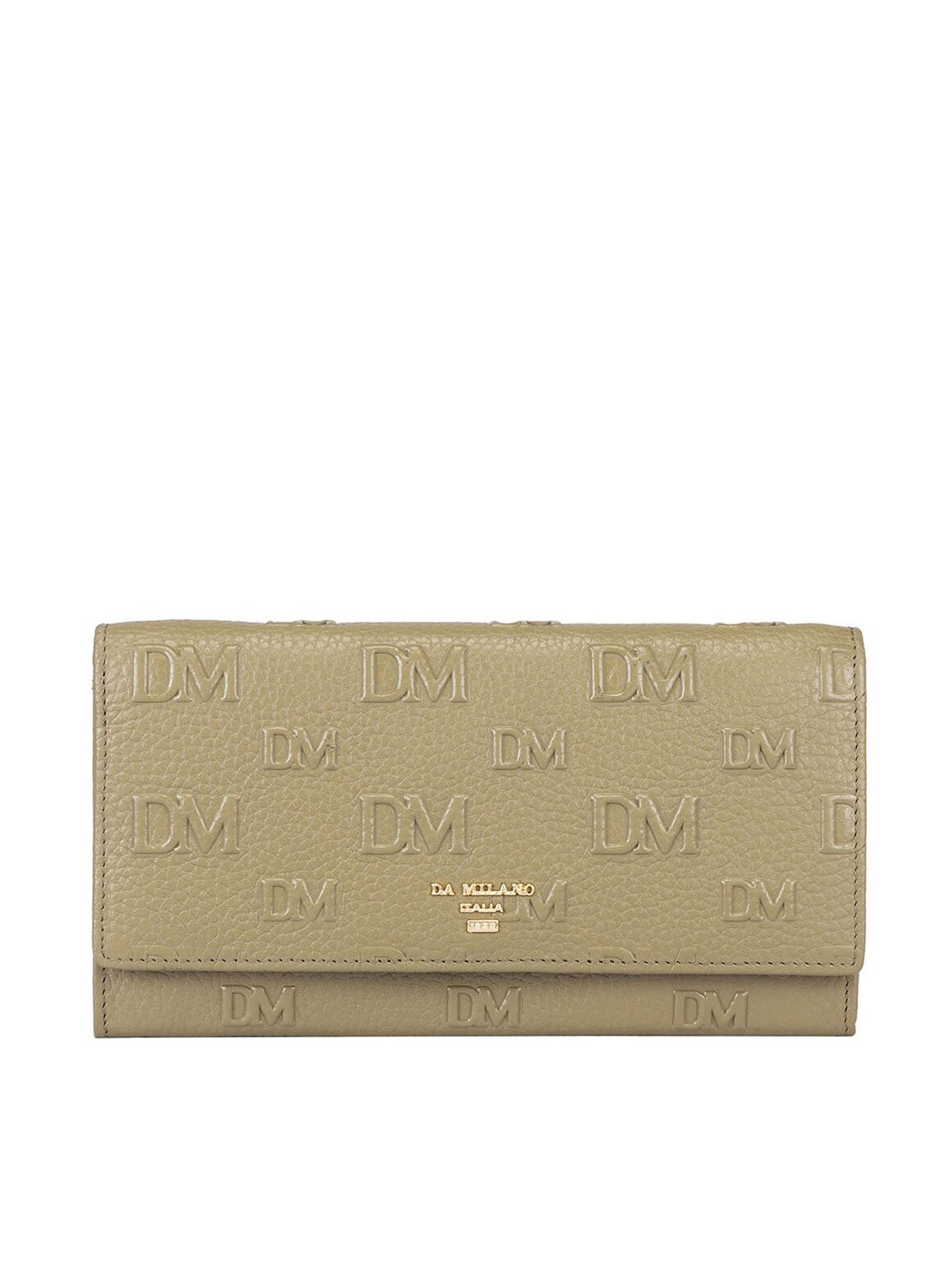 

Da Milano Women Typography Textured Leather Two Fold Wallet, Olive