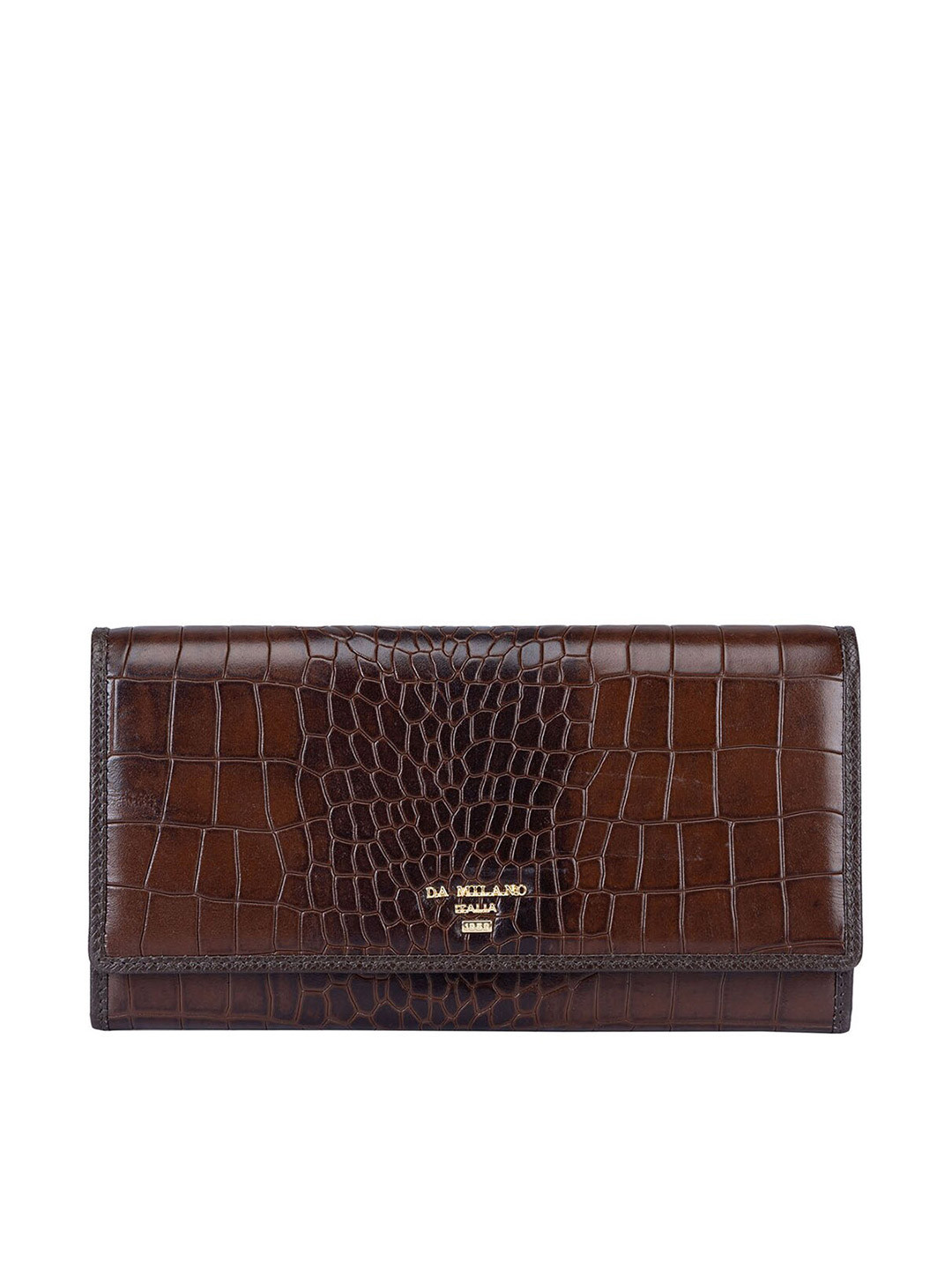 

Da Milano Women Textured Leather Two Fold Wallet, Brown