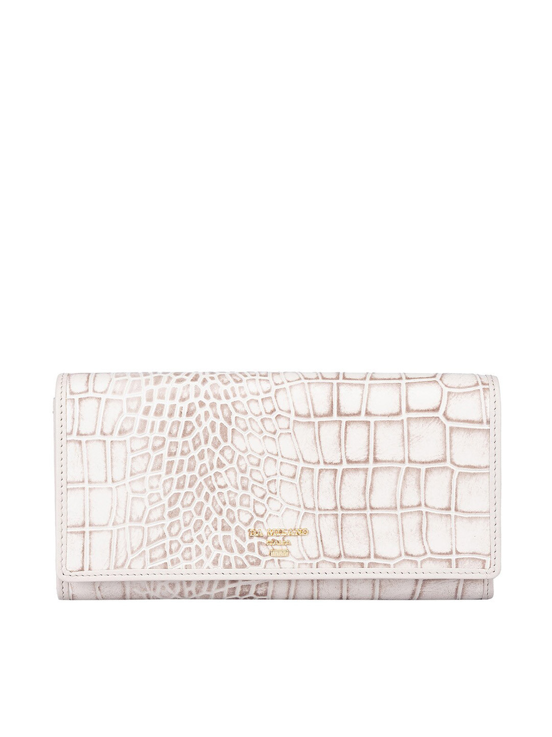 

Da Milano Women Textured Leather Two Fold Wallet, White