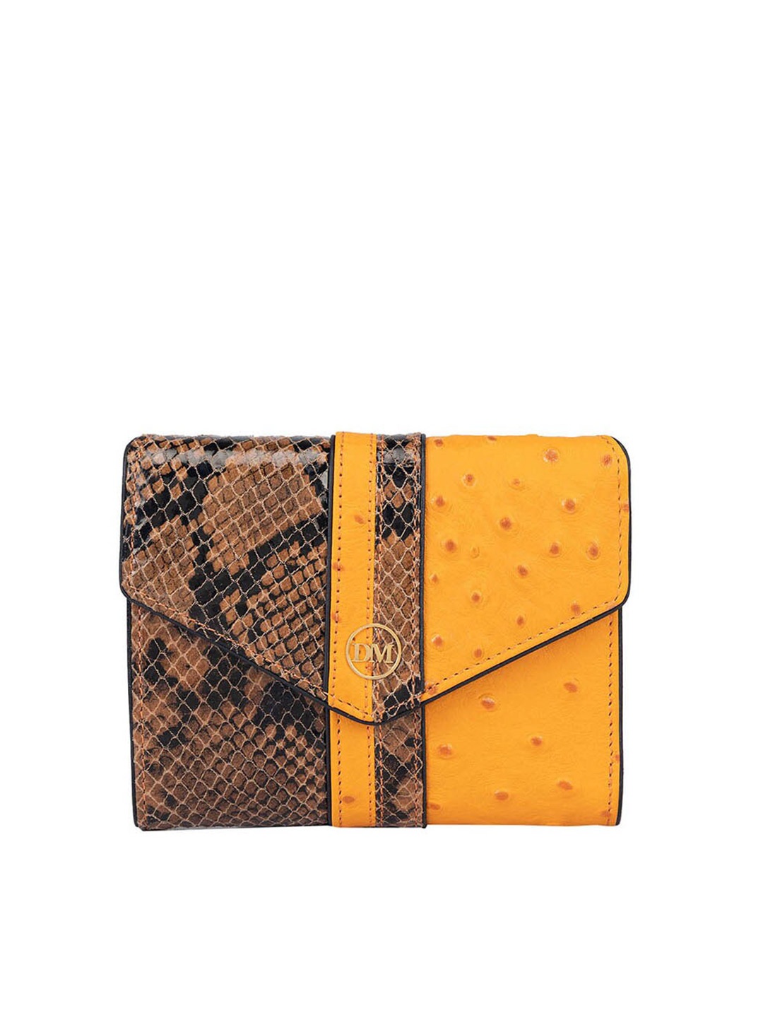 

Da Milano Women Textured Leather Three Fold Wallet, Orange