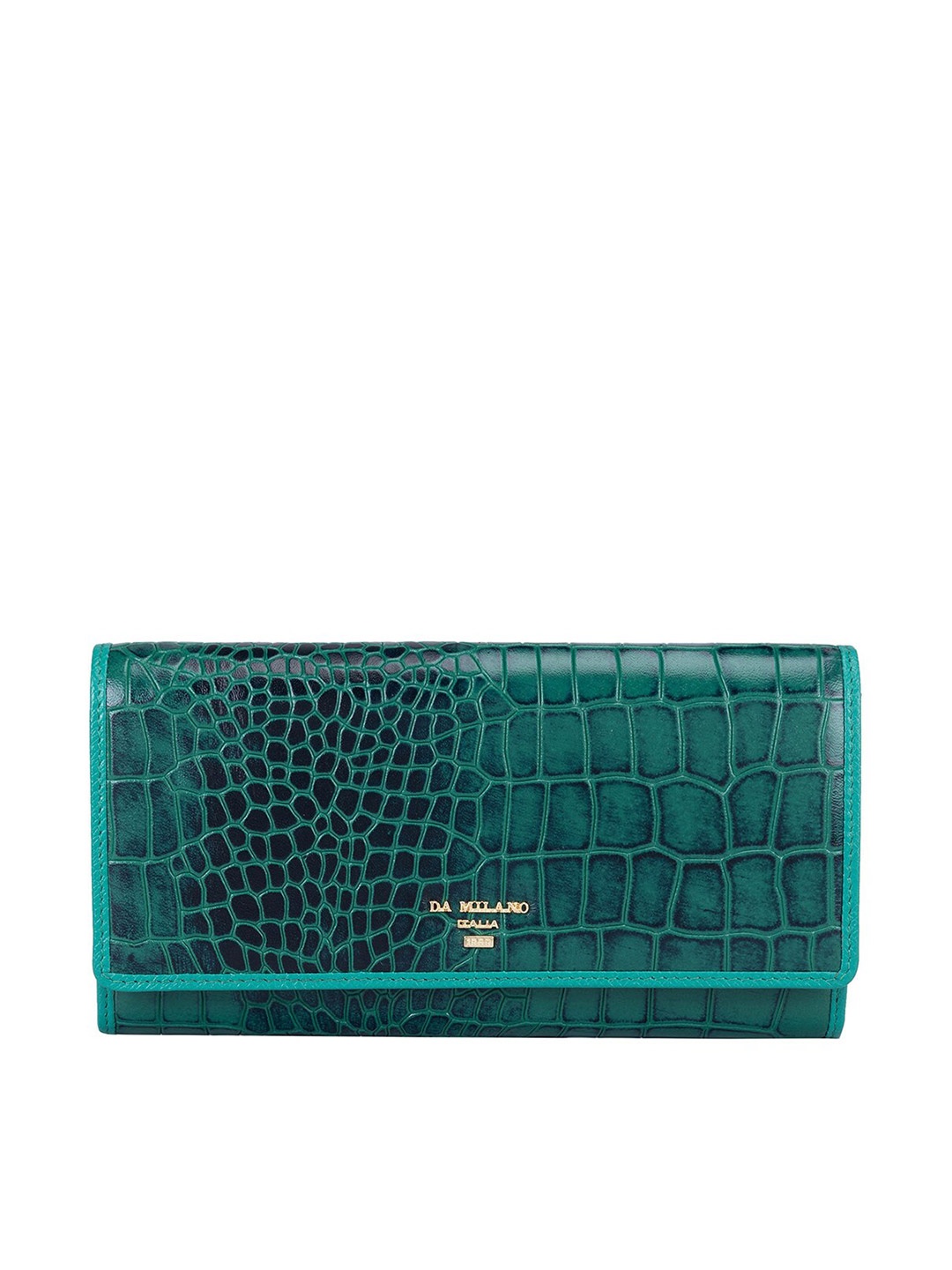 

Da Milano Women Textured Leather Two Fold Wallet, Green