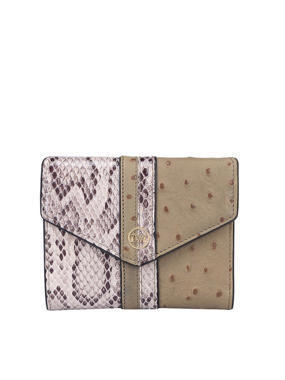 

Da Milano Women Textured Leather Three Fold Wallet, Green