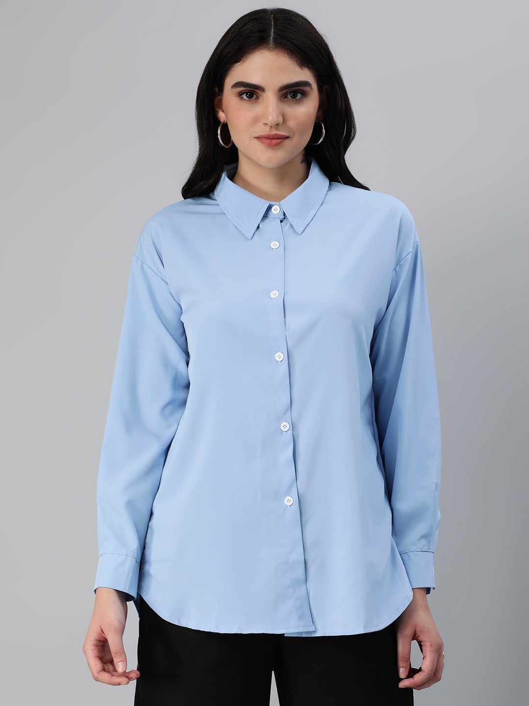 

London Rag Solid Opaque Casual Shirt, Turquoise blue