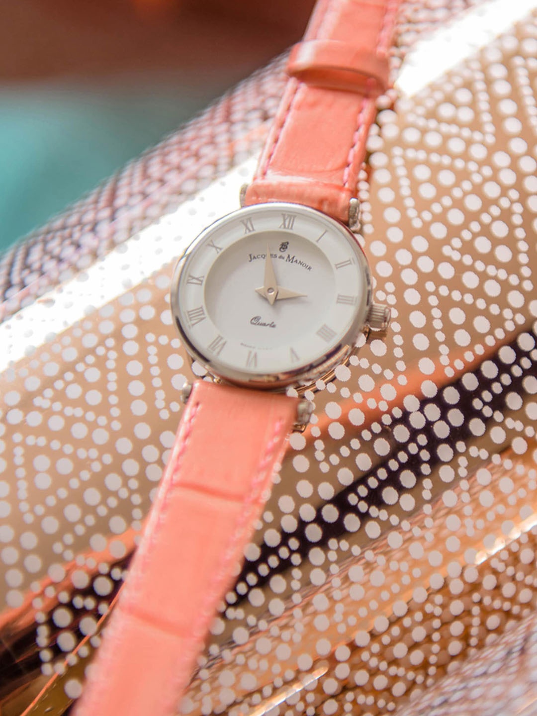 

JACQUES du MANOIR Women Brass Dial & Leather Straps Analogue Watch JOC 17, White