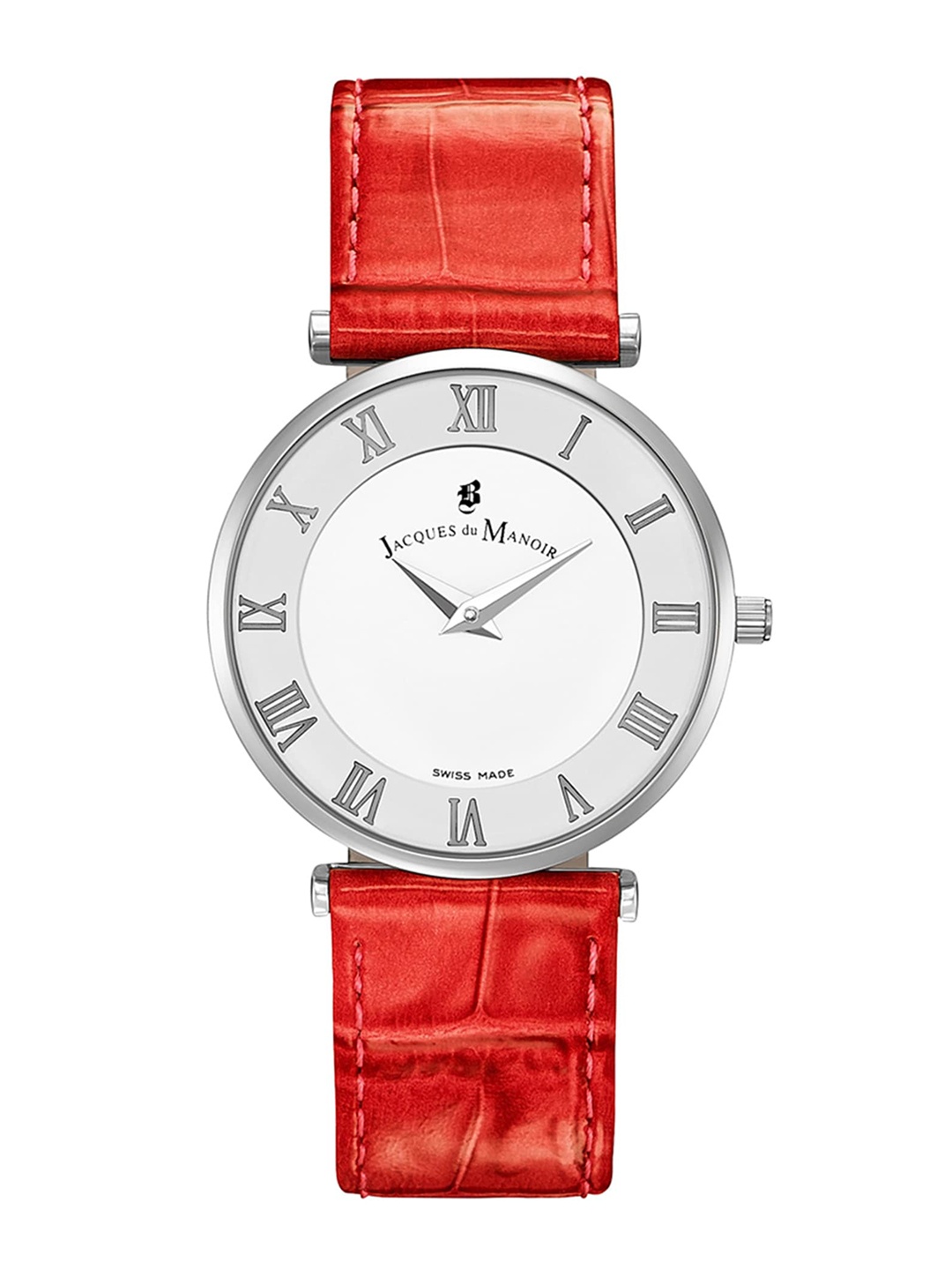 

JACQUES du MANOIR Brass Dial & Leather Textured Straps Analogue Watch JOC.09, White