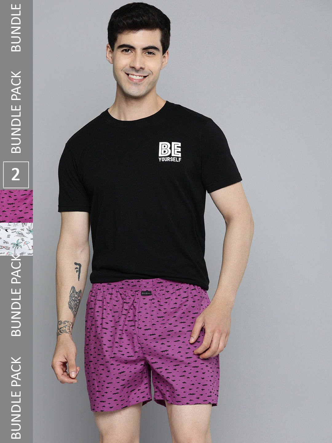 

Mast & Harbour Set of 2 Printed Cotton Boxers, Magenta