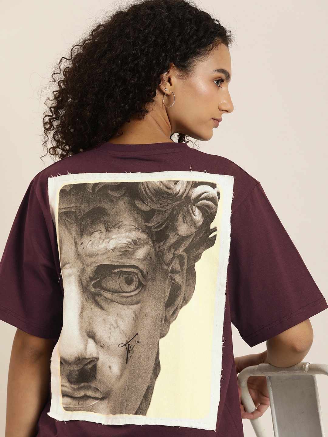 

DILLINGER Pure Cotton Printed Oversize T-shirt, Burgundy