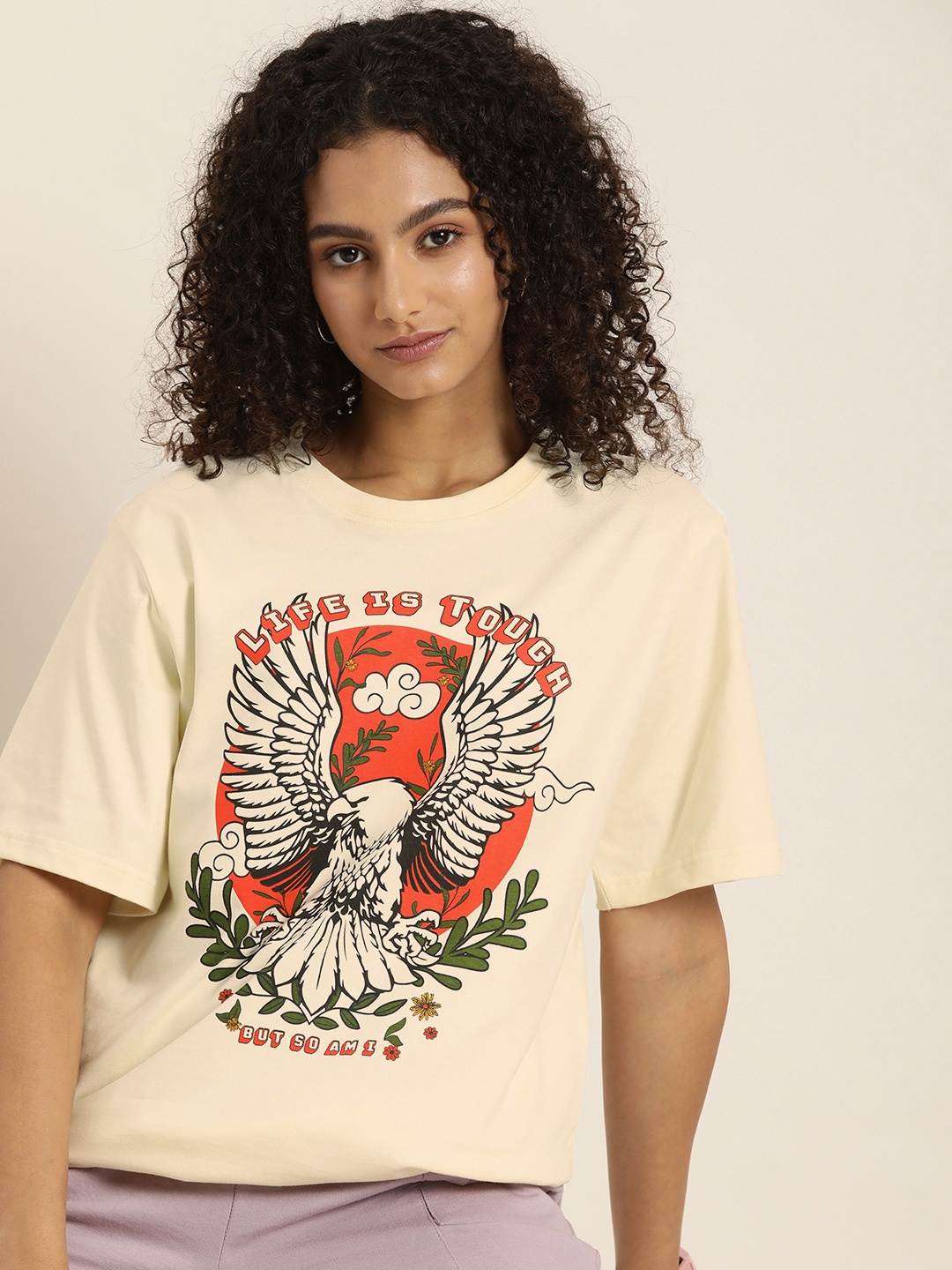 

DILLINGER Pure Cotton Printed Oversized T-shirt, Off white