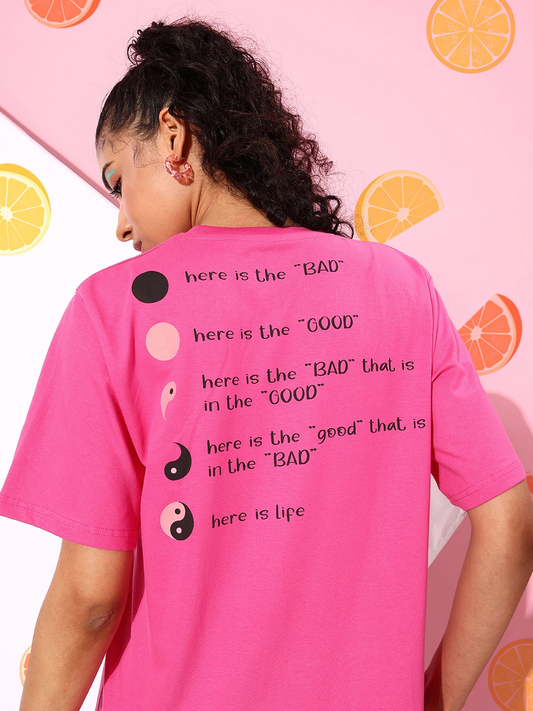 

DILLINGER Pure Cotton Printed Oversize T-shirt, Pink