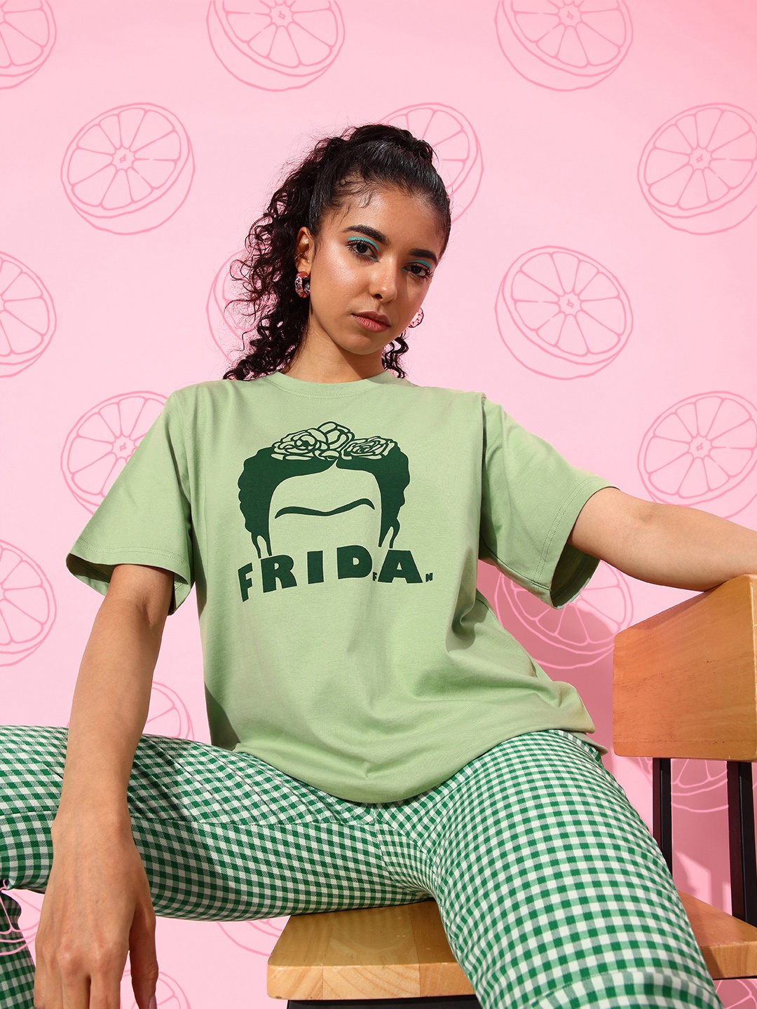 

DILLINGER Women Graphic Printed Oversized T-shirt, Green