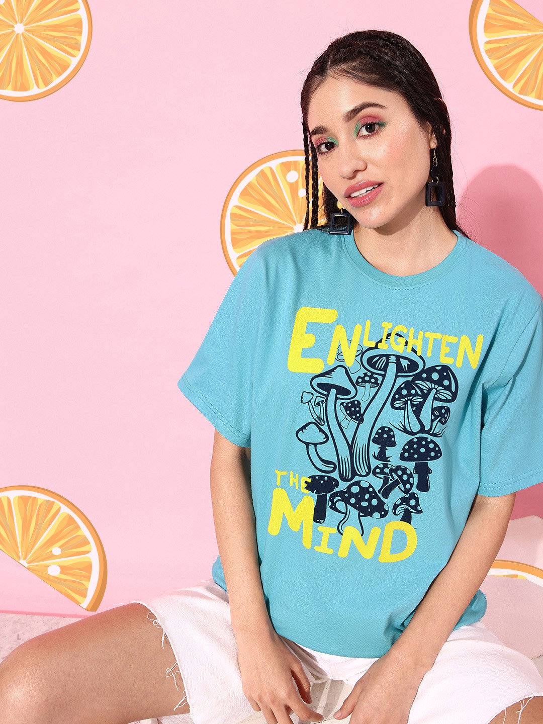 

DILLINGER Pure Cotton Printed Oversized T-shirt, Blue