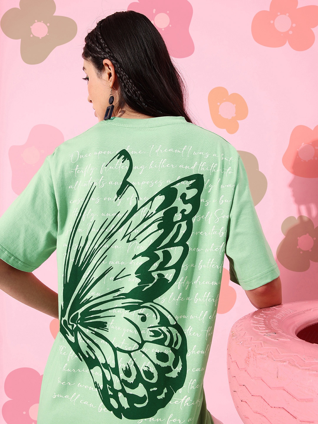 

DILLINGER Women Graphic Printed Oversize T-shirt, Green
