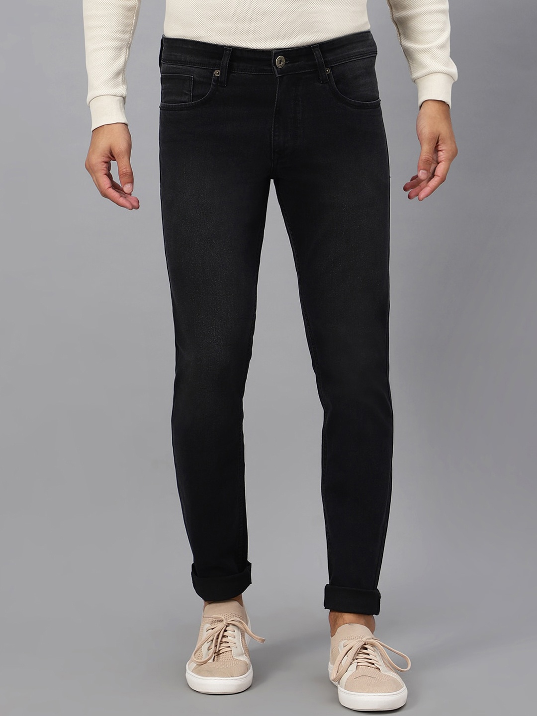 

HJ HASASI Men Slim Fit Light Fade Stretchable Jeans, Black