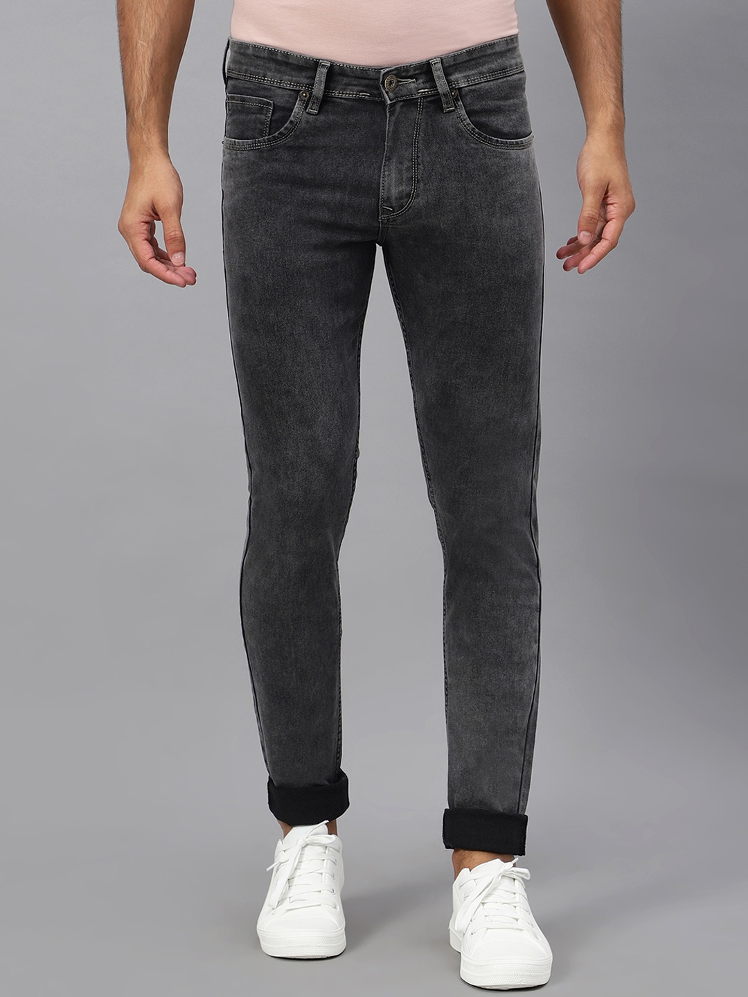 

HJ HASASI Men Slim Fit Light Fade Stretchable Jeans, Grey