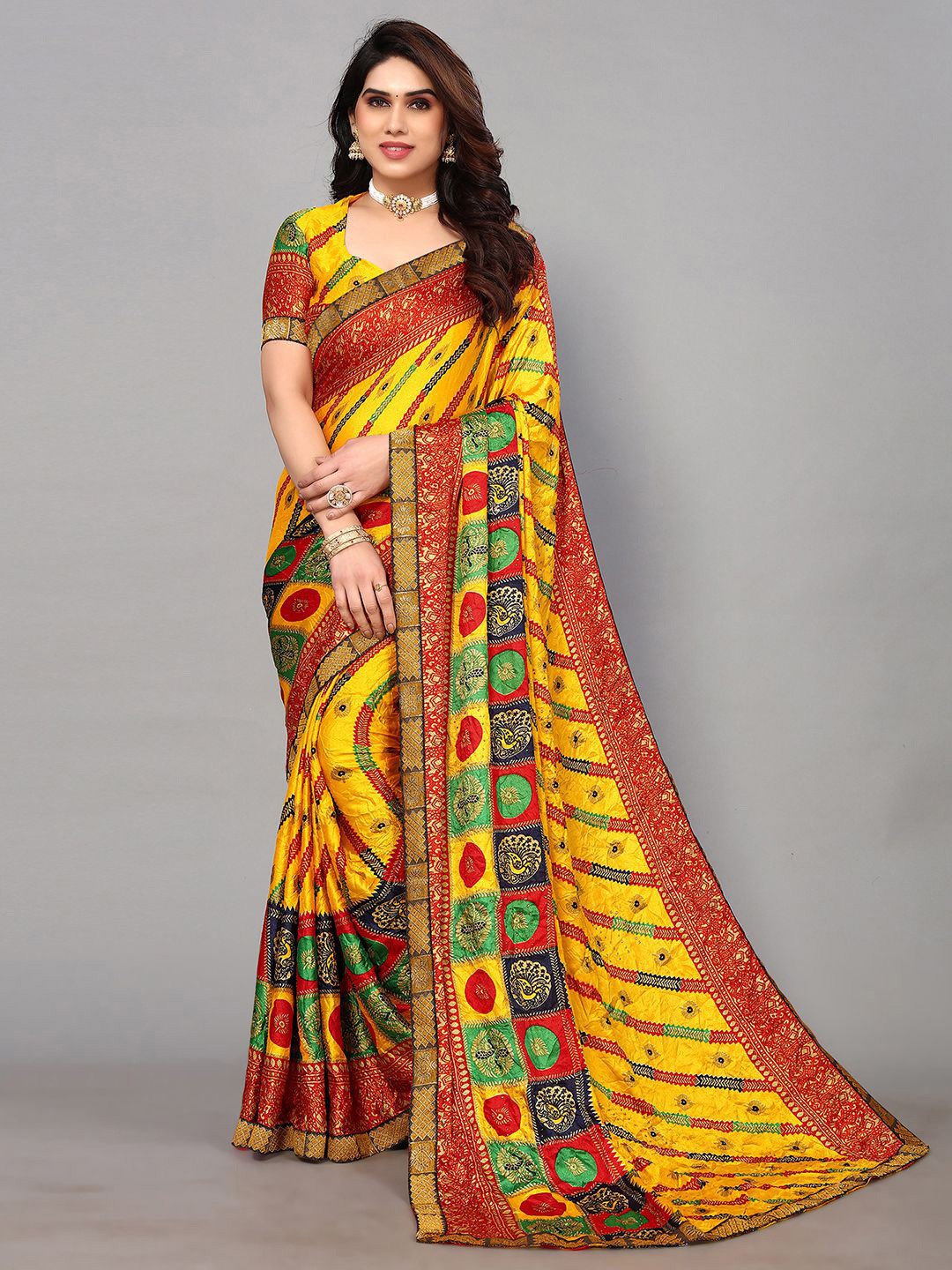 

SIRIL Ethnic Printed Saree, Yellow