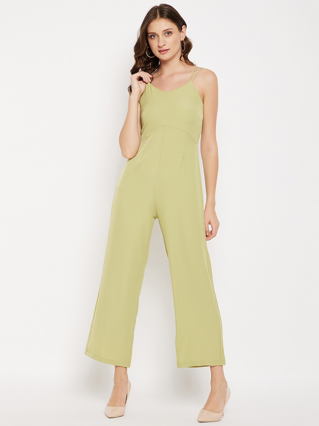 

Madame Women Shoulder Straps Basic Jumpsuit, Green
