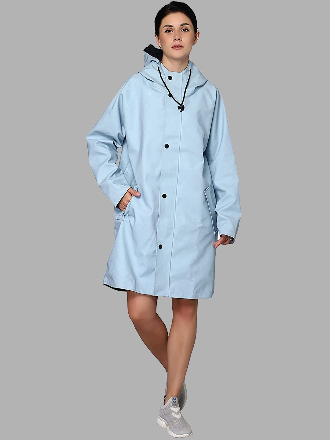 

THE CLOWNFISH Solid Reversible Waterproof Rain Jacket, Blue