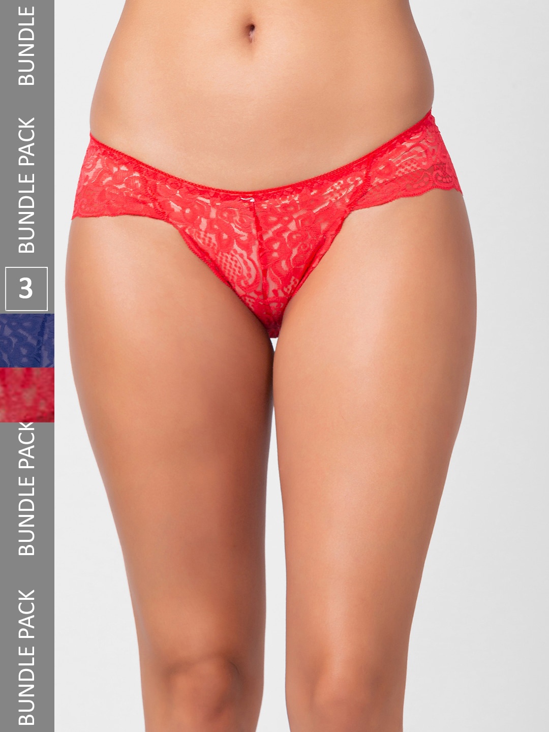 

NOIRA Women Pack Of 3 Floral Self Design Assorted Thong Briefs