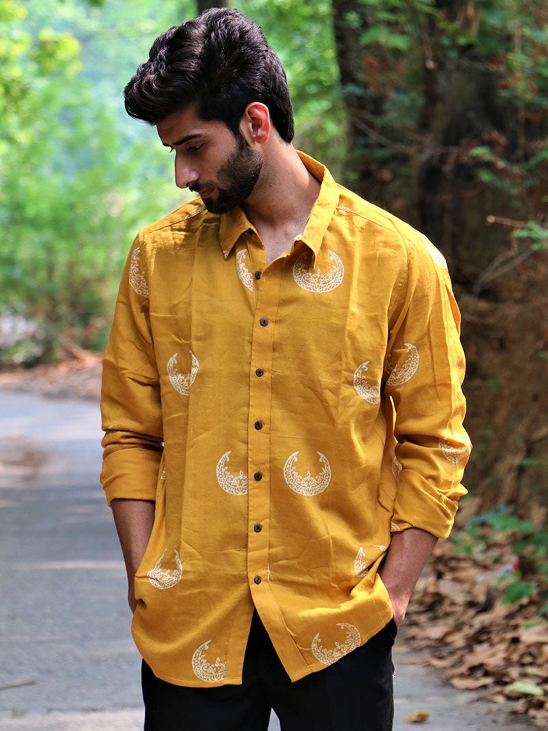 

Chidiyaa Standard Ethnic Motifs Printed Cotton Casual Shirt, Yellow