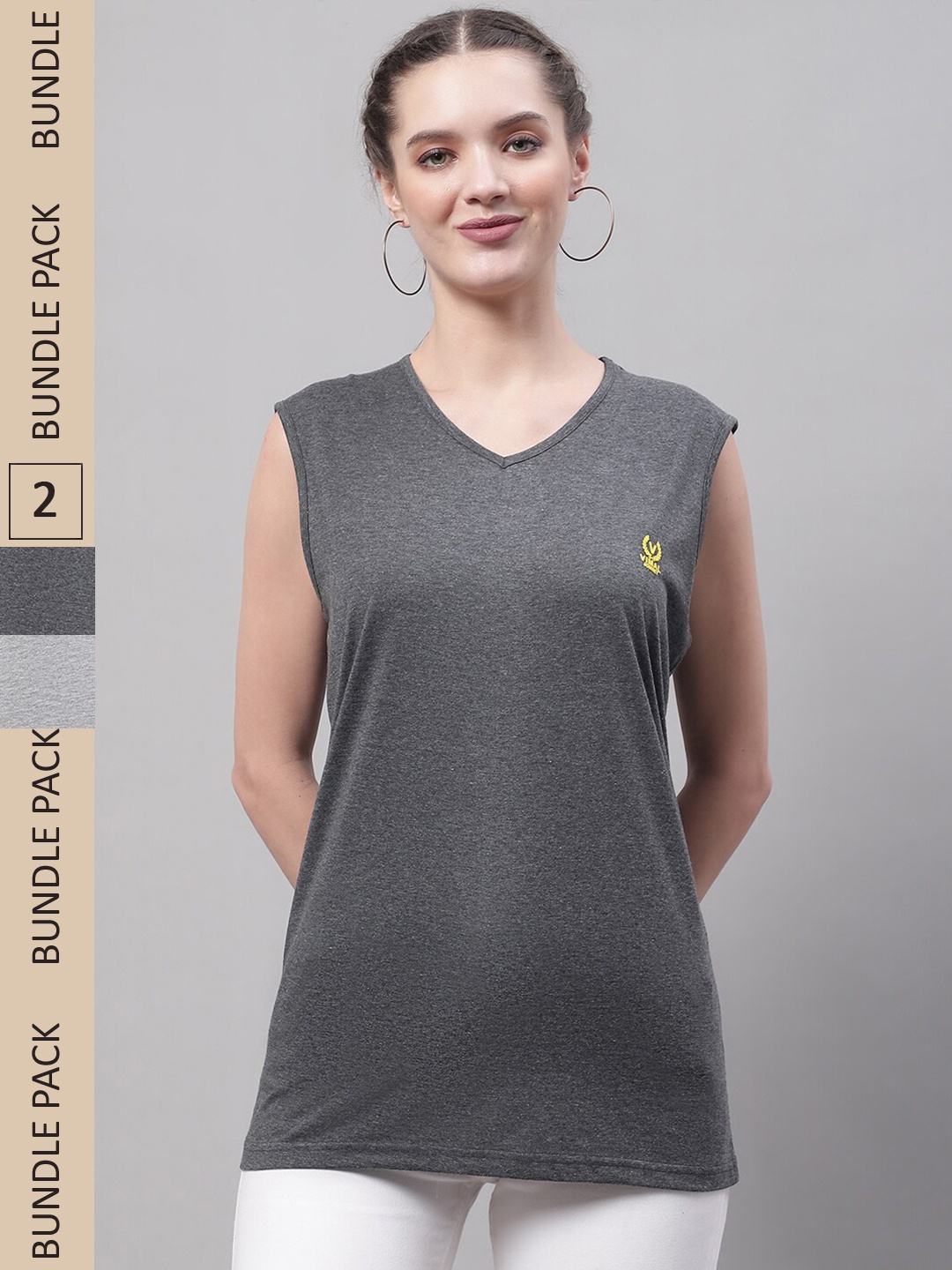 

MACK JONNEY Pack Of 2 V-Neck Dri-FIT T-shirt, Grey