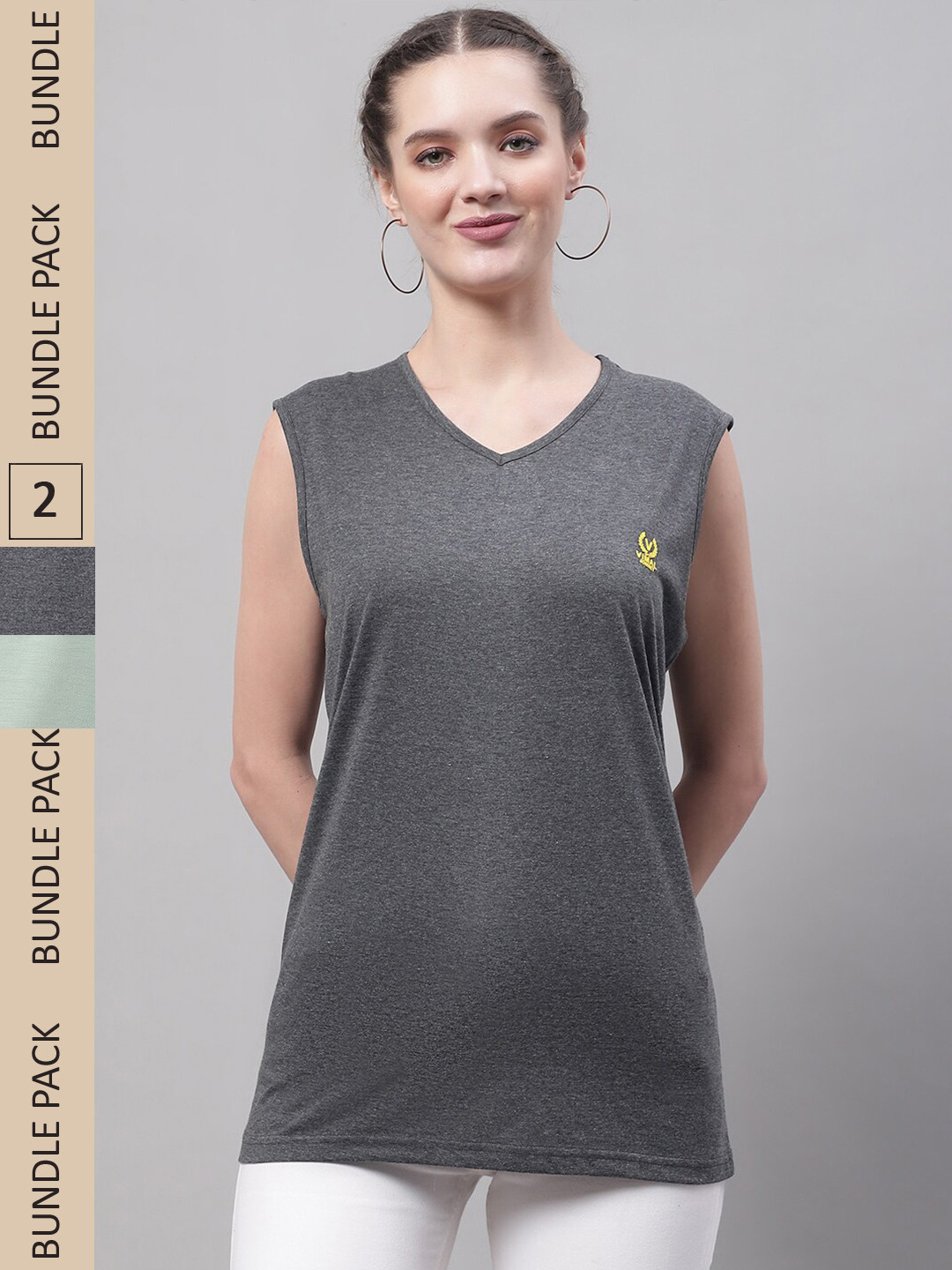 

MACK JONNEY Pack Of 2 V-Neck Dri-FIT T-shirt, Grey
