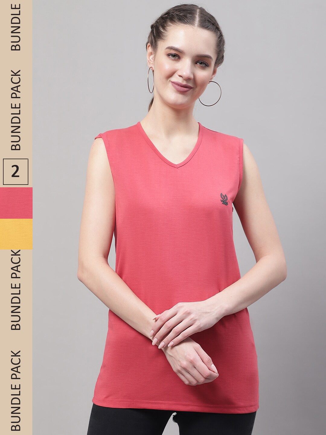 

MACK JONNEY Pack Of 2 V-Neck Dri-FIT T-shirt, Pink