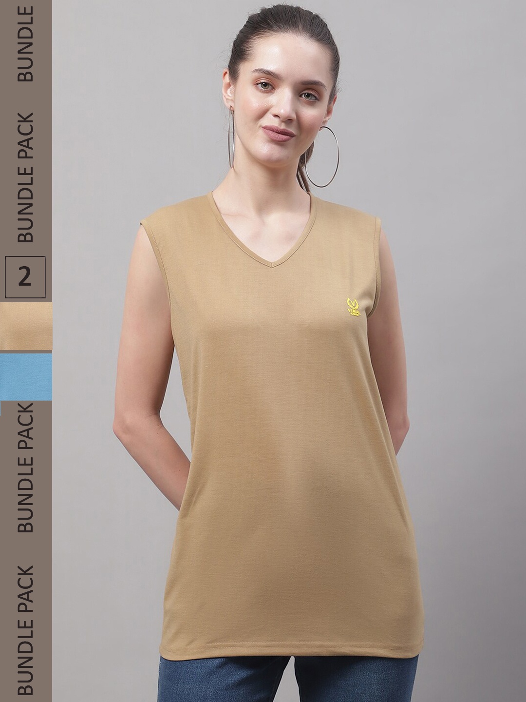 

MACK JONNEY Pack Of 2 V-Neck Gym T-shirt, Beige