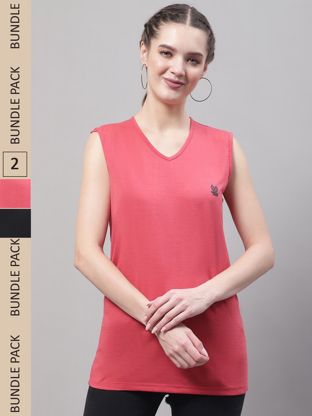 

MACK JONNEY Pack Of 2 V-Neck Gym T-shirt, Pink