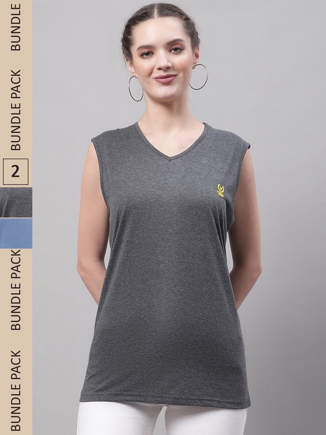 

MACK JONNEY Pack Of 2 V-Neck Gym T-shirt, Charcoal