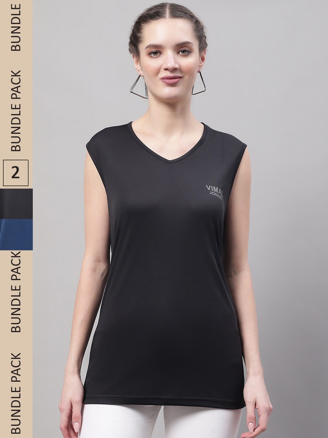 

MACK JONNEY JONNEY Pack Of 2 V-Neck Dri-FIT Gym T-shirt, Black