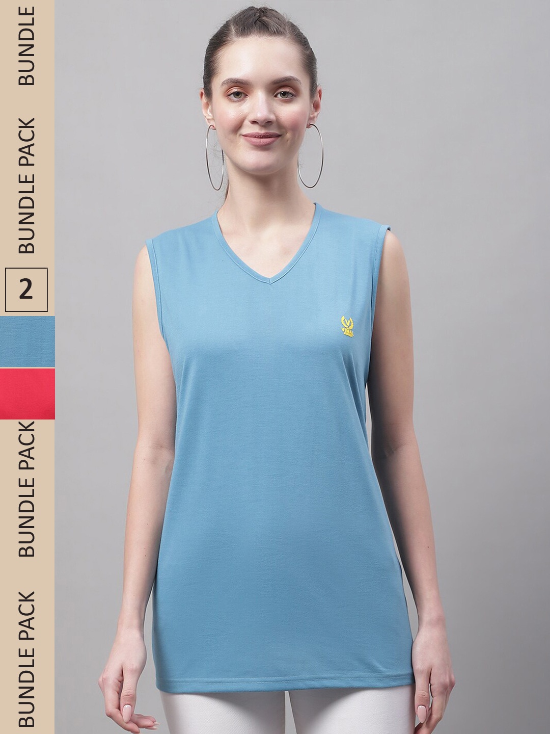 

MACK JONNEY Pack Of 2 V-Neck Gym T-shirt, Blue