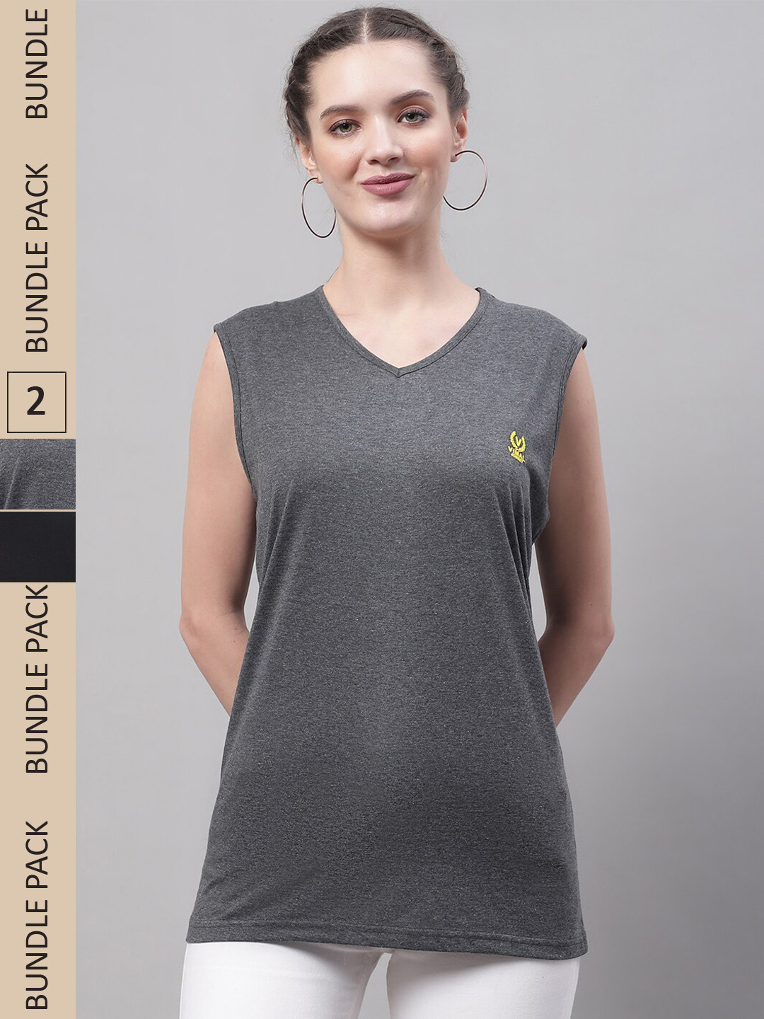 

MACK JONNEY Pack Of 2 V-Neck Gym T-shirt, Charcoal