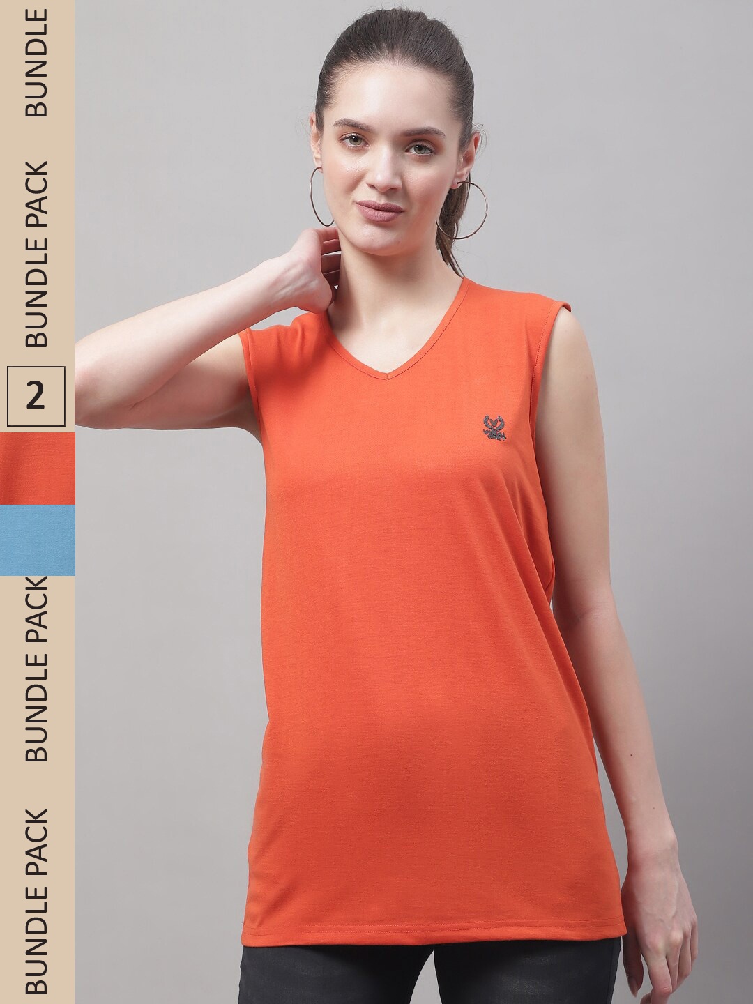 

MACK JONNEY Pack Of 2 V-Neck Gym T-shirt, Orange