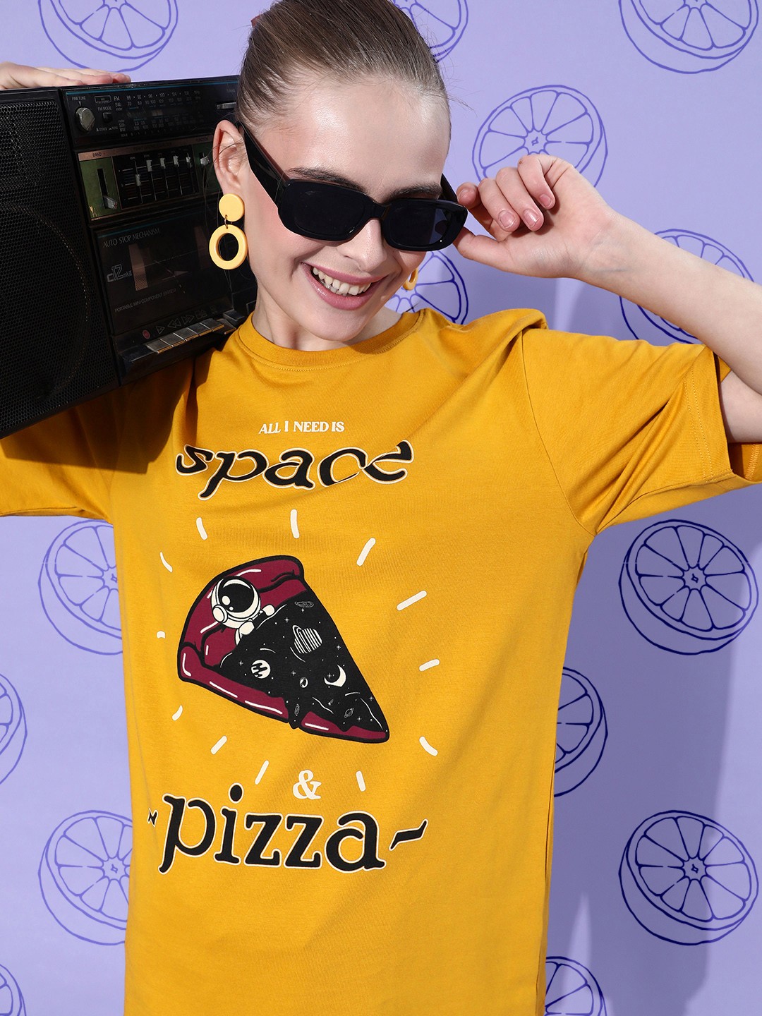 

Difference of Opinion Pure Cotton Printed Oversized T-shirt, Mustard
