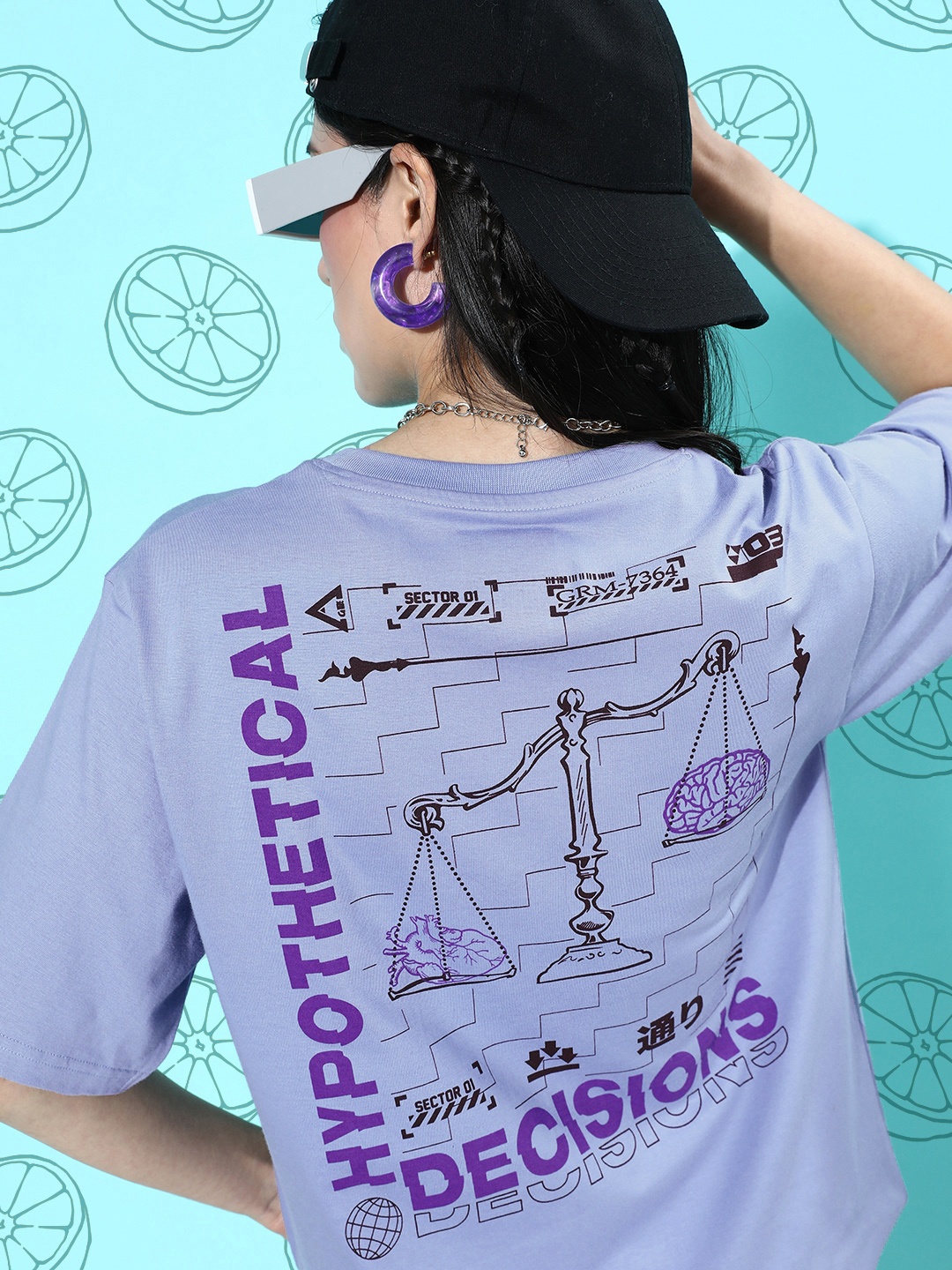

Difference of Opinion Pure Cotton Printed Oversized T-shirt, Blue