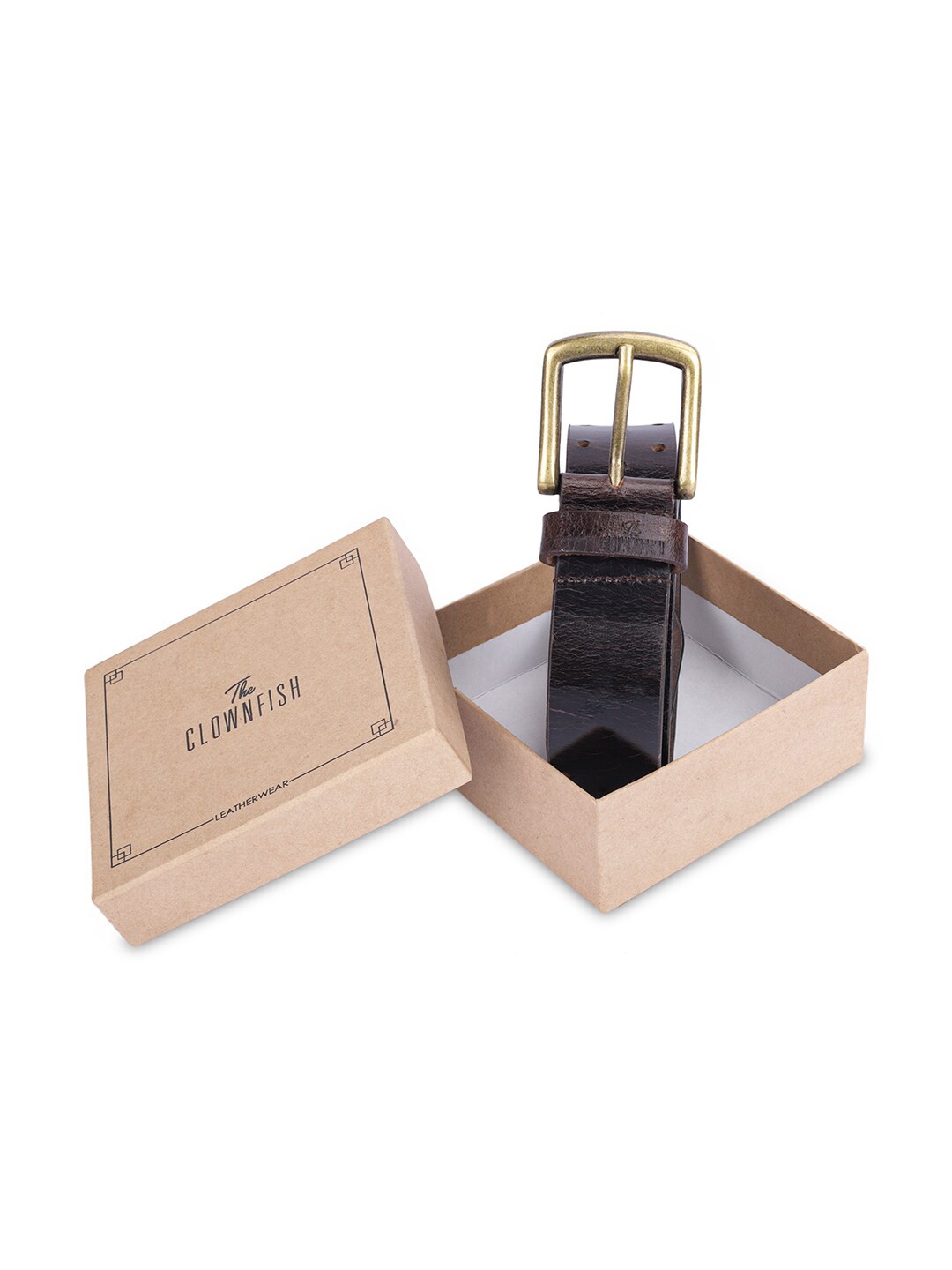 

THE CLOWNFISH Men Textured Leather Belt, Burgundy