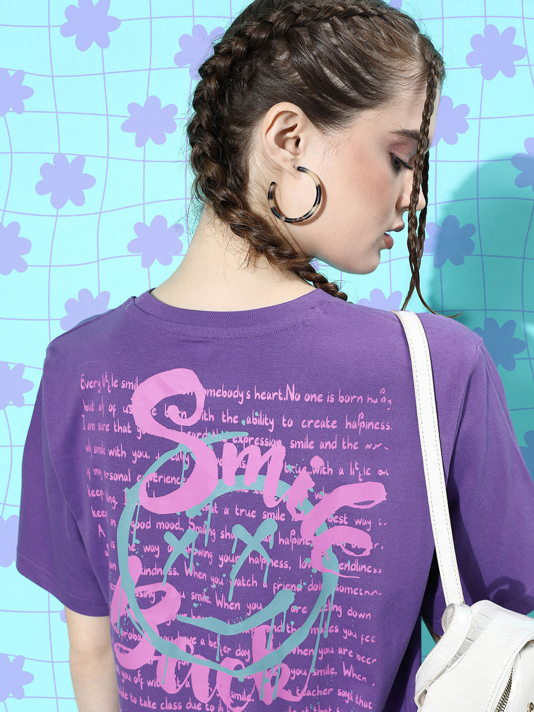 

Difference of Opinion Women Graphic Printed Oversized T-shirt, Violet