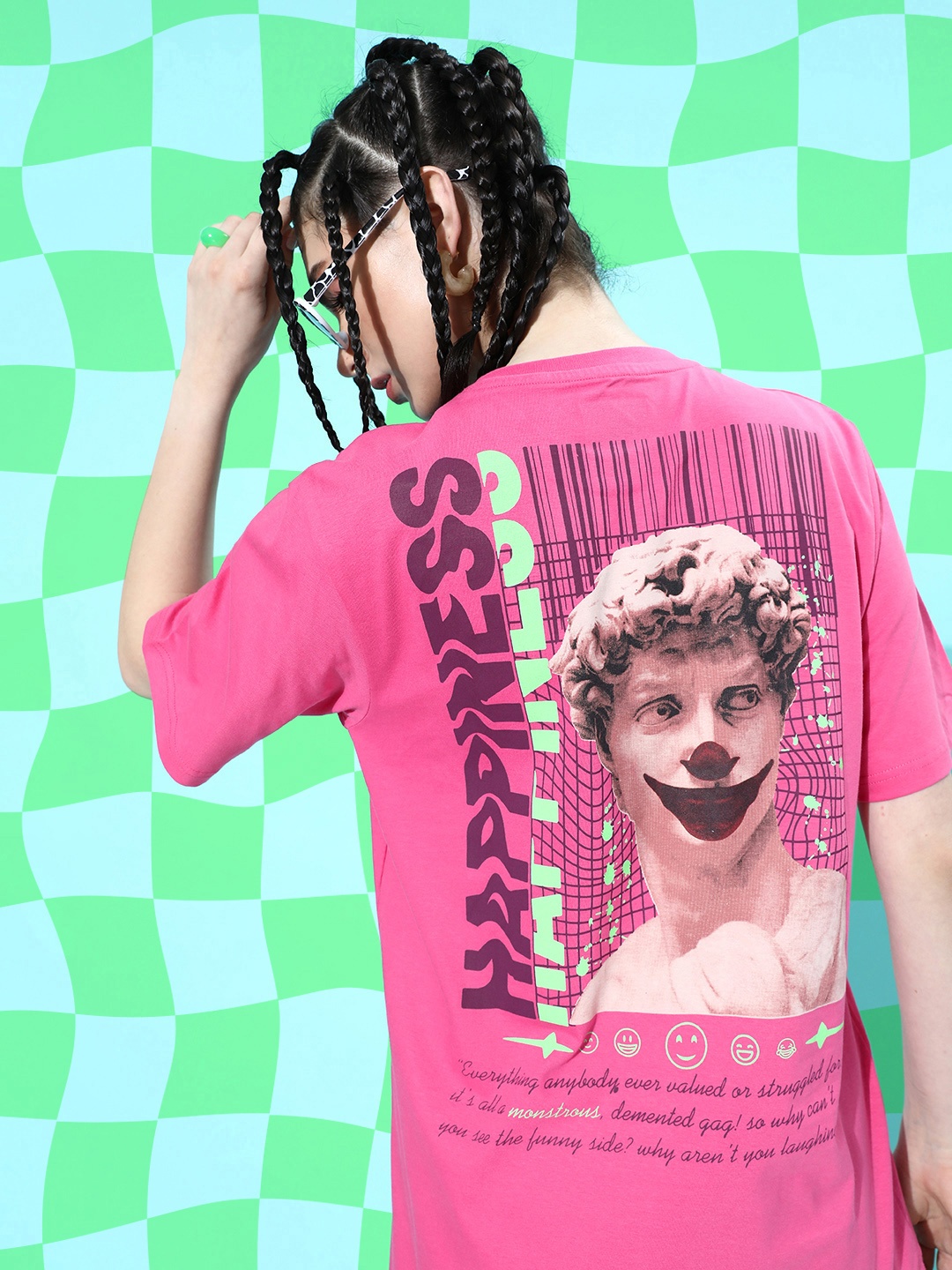 

Difference of Opinion Women Graphic Printed Oversized T-shirt, Pink