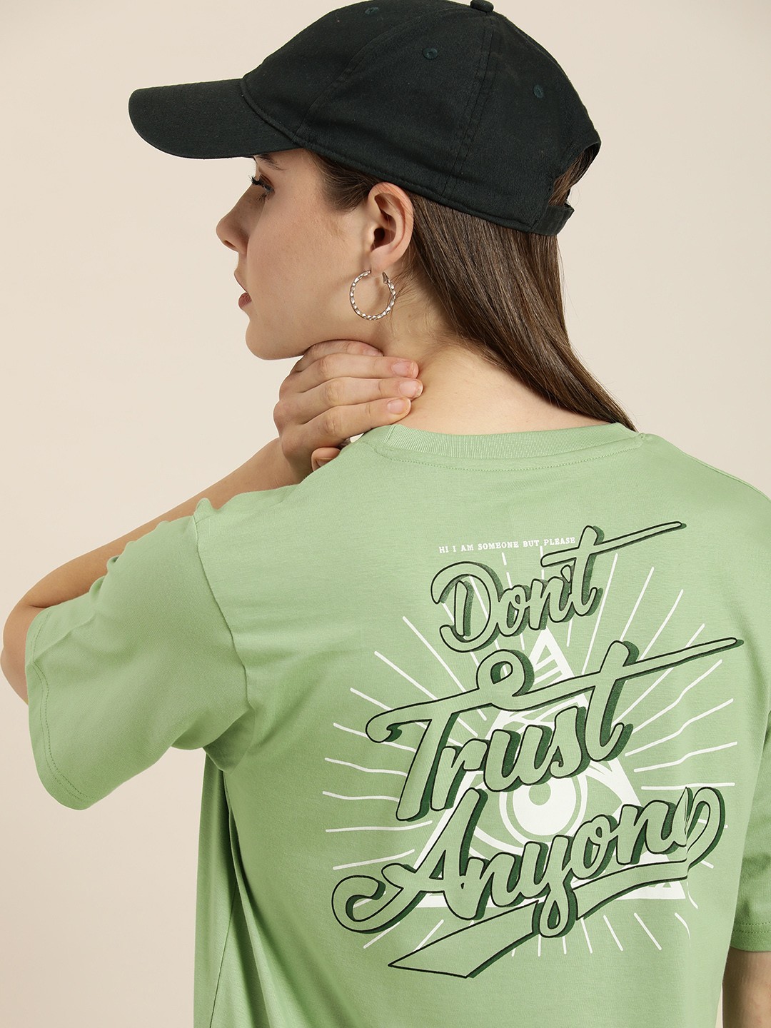 

Difference of Opinion Pure Cotton Printed Oversized T-shirt, Green