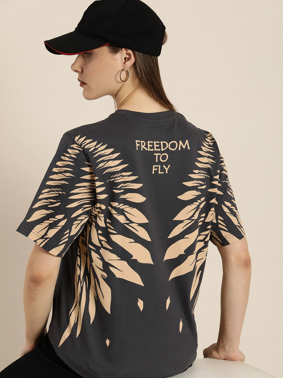

Difference of Opinion Pure Cotton Printed Oversized T-shirt, Charcoal
