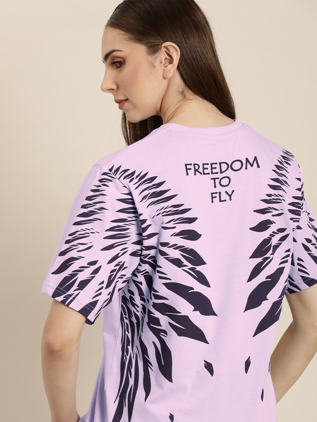 

Difference of Opinion Pure Cotton Printed Oversized T-shirt, Purple