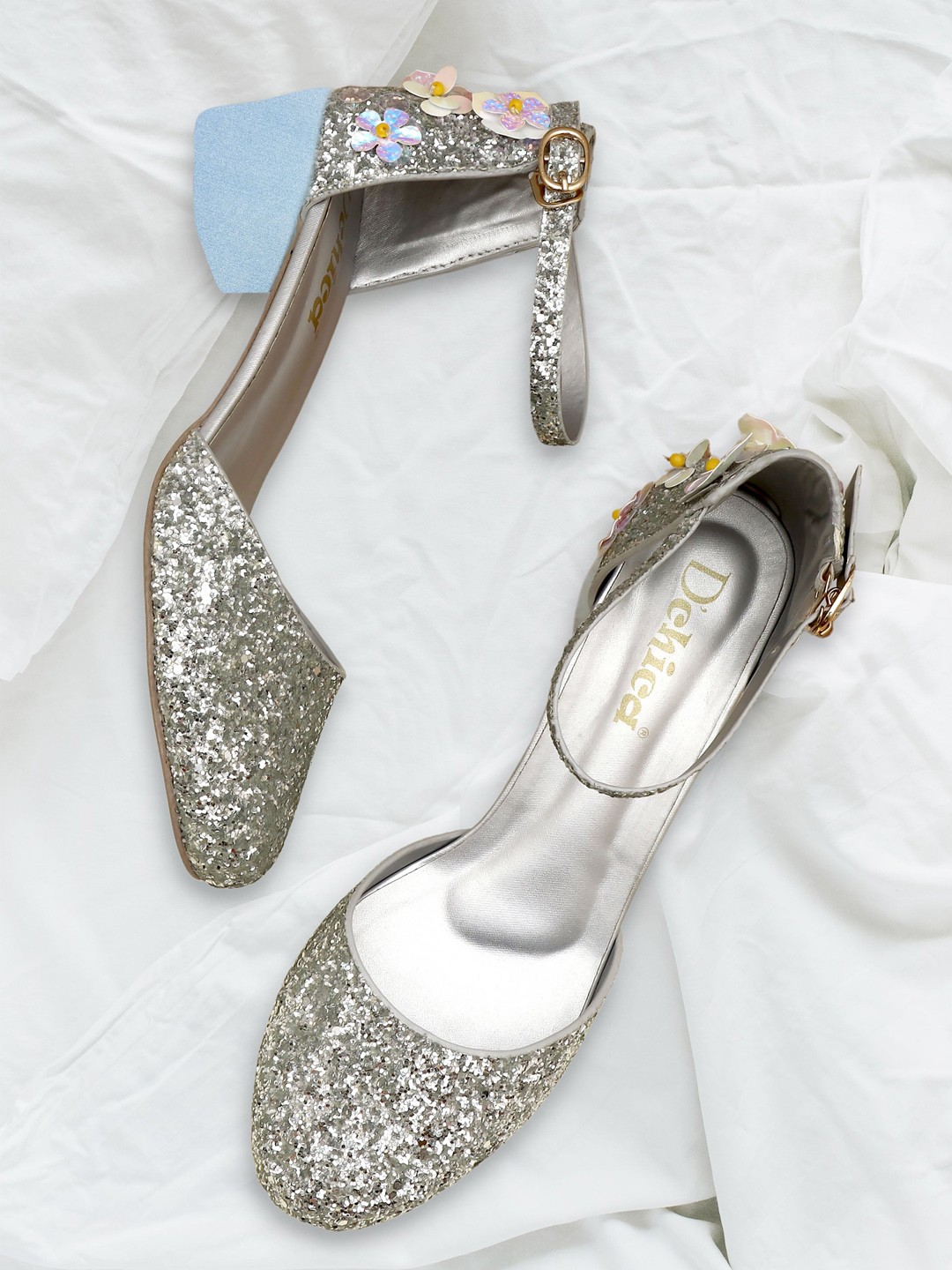

DChica Girls Embellished Block Heels, Silver