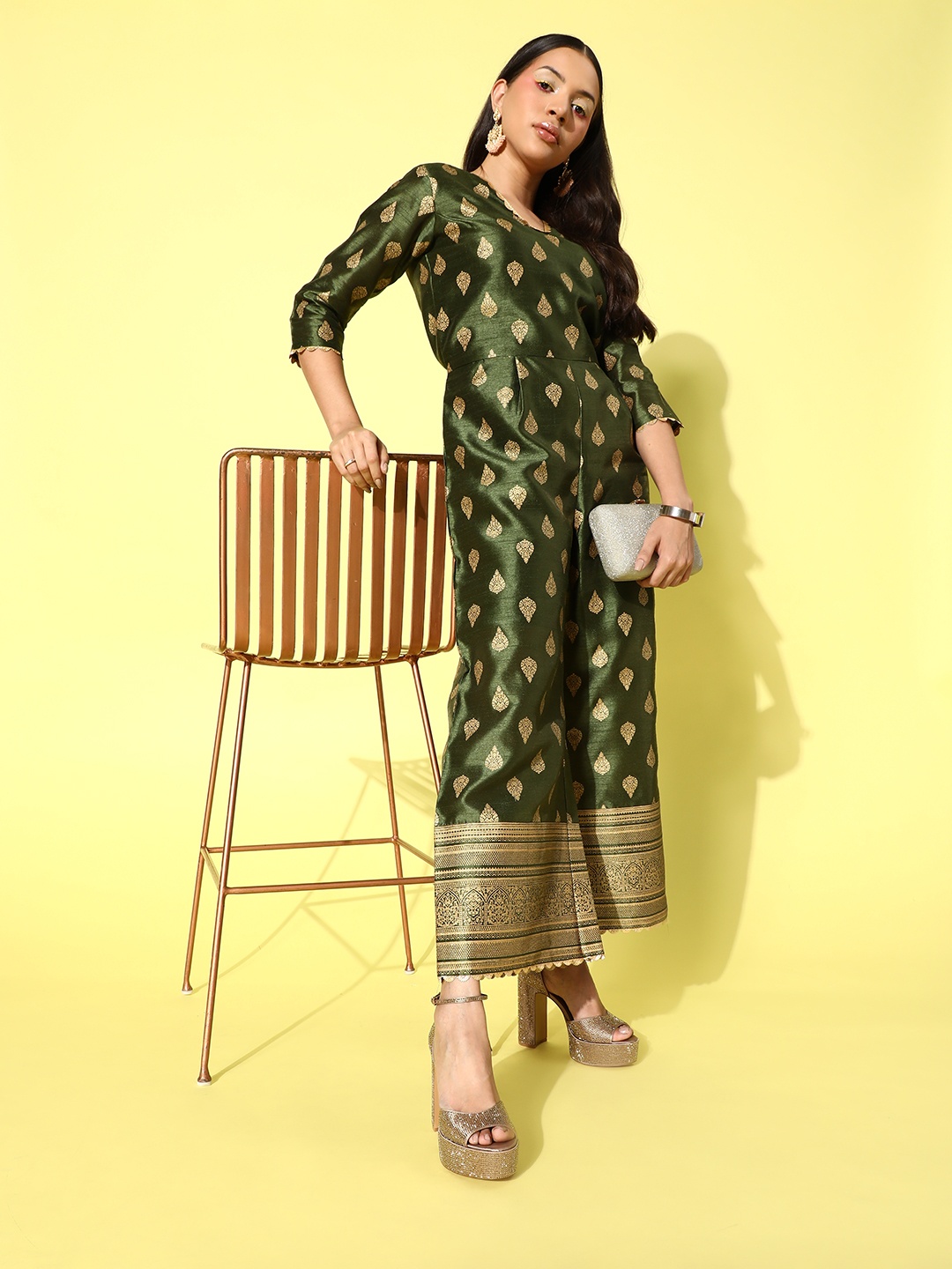 

Ahalyaa Printed Basic Jumpsuit, Olive